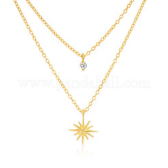 Звезда 925 стерлингового серебра прозрачный кубический цирконий двухслойные подвески ожерелья для женщин FS-WGFF617-01