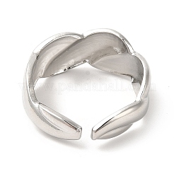 Bague ouverte en acier inoxydable 304 anti-ternissement en forme de corde torsadée pour femme&nbsp;X-RJEW-E063-06P