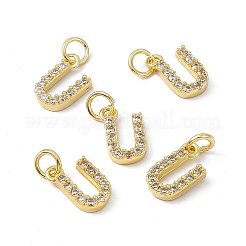 Véritable micro-pavé en laiton plaqué 18k or véritable breloques en zircone cubique transparente&nbsp;KK-E068-VB452-U