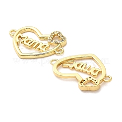 День матери латунное микропаве кубическое цирконие сердце с надписью мама подвески-коннекторы KK-M324-01D-G