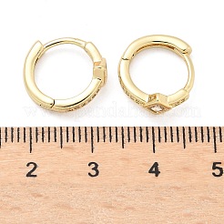 Серьги-кольца с ромбами из латуни с микропаве из прозрачных кубических цирконий EJEW-Z102-14G