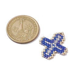 ミユキデリカシードビーズ  織機模様  クロスペンダント  ミックスカラー  27x23.5x1.7mm  穴：2x3mm&nbsp;PALLOY-MZ00180