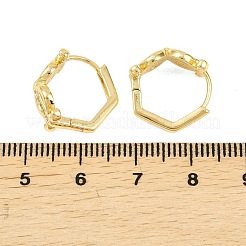 Серьги-кольца из латуни в форме лиры с микропаве из прозрачного кубического циркония&nbsp;EJEW-D348-04G