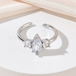 Anelli aperti con polsino in ottone micro pavé di zirconi cubici per donna&nbsp;RJEW-L343-14P