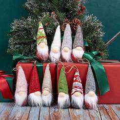 10 pièces 2 style tissu sans visage noël gnome poupée pendentif décorations&nbsp;sgHJEW-SZ0001-09