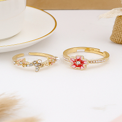 2 шт. 2 стиля кольца-манжеты из сплава со стразами&nbsp;RJEW-LP0002-90