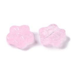 ペイントガラスビーズを焼く  花  パールピンク  12.5x13x4.5mm  穴：1.2mm&nbsp;GLAA-S202-06C