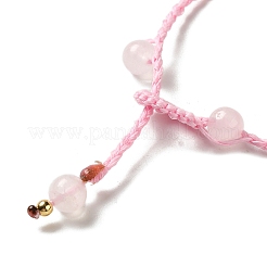Ожерелья из плетеных бусин из натурального розового кварца NJEW-K258-06C