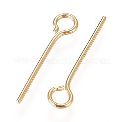 304ステンレススチールアイピン  ゴールドカラー  25mm  穴：2mm  ピン：0.7mm&nbsp;STAS-D448-A-020G