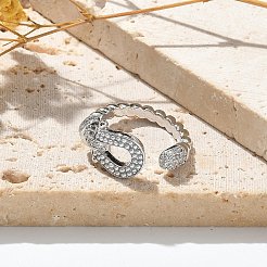 Латунные кольца из манжеты с прозрачным цирконием RJEW-U037-01P