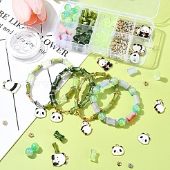 Наборы для изготовления браслетов из бамбука и панды из акрила и эмали из сплава&nbsp;DIY-FS0007-48