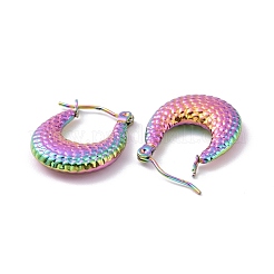 イオンプレーティング（IP）レインボーカラー 304 ステンレススチール チャンキー三日月フープピアス（女性用）  20.5x17x4mm  ピン：0.8mm&nbsp;EJEW-G293-24M