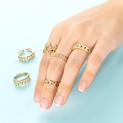 6 pièces 6 styles en laiton micro pavés bagues de manchette en zircone cubique&nbsp;RJEW-LS0001-42G
