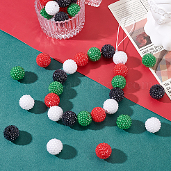 40 шт. 4-х цветные крупные смоляные бусины в форме шариков из жевательной резинки со стразами RESI-GA0001-34