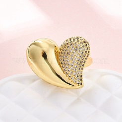 Регулируемые манжеты-кольца из латуни с микропаве из кубического циркония для женщин RJEW-U053-07G