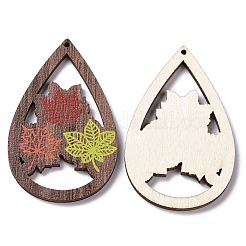 Grands pendentifs en bois de tremble imprimé à face unique sur le thème de l'automne&nbsp;WOOD-G015-04A