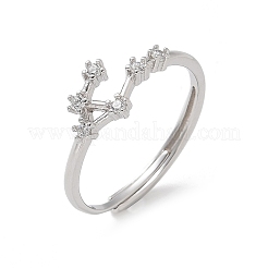 Созвездия родиевое покрытие 925 стерлинговое серебро микропаве прозрачные кубические цирконии регулируемые кольца для женщин RJEW-P130-01P-J