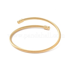 Brazalete abierto de acero inoxidable 304 con baño de PVD al vacío y cuentas ovaladas.&nbsp;LS-BJEW-C031-01G