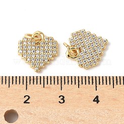 Латунные подвески в форме сердца с микропаве из прозрачных кубических цирконий&nbsp;ZIRC-I071-19G