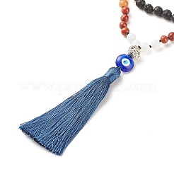 Collana di perle di mala con pietre preziose&nbsp;X-NJEW-JN03814