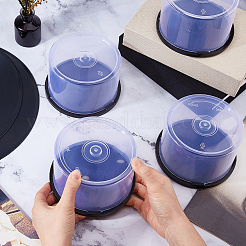 黒い底の丸型プラスチック製CDディスクケーキ収納ボックス  50枚のディスクを収納可能  透明  14.8x8cm&nbsp;CON-WH0112-084