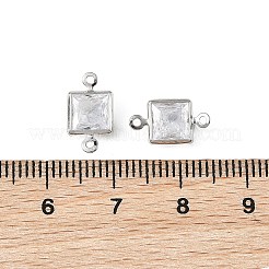 Messing Pavé klar Zirkonia quadratische Verbindungsstück Charms&nbsp;XGRQ2O726-447P