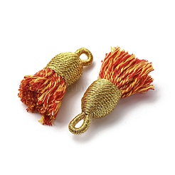 綿のタッセルのペンダント  ポリエステルと  レッドオレンジ  32~37x11~12mm  穴：2x4.5mm&nbsp;FIND-D302-02A
