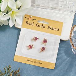 6 шт. 2 стиля латунный огнеупорный кирпич кубический цирконий роза сердце с мечом/священное сердце Иисуса соединительные подвески&nbsp;KK-BBC0020-10