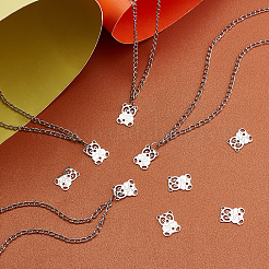 201ステンレススチールペンダント40個  レーザー切断  中空  パンダ  ステンレス鋼色  16x12x1mm  穴：1.5mm&nbsp;STAS-DC0007-16