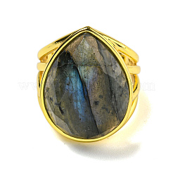 Открытые манжеты с натуральным лабрадоритом в форме слезы&nbsp;RJEW-C087-01G-05