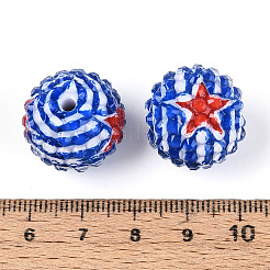 Непрозрачные акриловые круглые бусины ко Дню независимости OACR-T029-07A