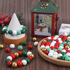 210шт 7 цвета окрашенные бусины из натурального дерева WOOD-SP0001-06