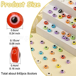 640 шт. 8-х цветные бусины из смолы от сглаза RESI-YW0001-89