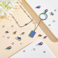 40 шт. 4 стиля ионного покрытия (IP) радужного цвета застежки-лобстеры из нержавеющей стали 304 STAS-UN0039-06