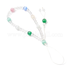 キャットアイ携帯ストラップ  ナイロン糸付き  透明  207mm&nbsp;HJEW-JM03419-01