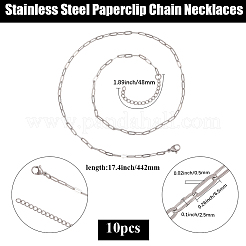 10 шт. 667 нержавеющая сталь цепочка-скрепка ожерелье&nbsp;NJEW-BBC0001-48A-P