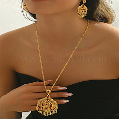 Элегантные модные комплекты из латунного ожерелья и серег в форме слезы и цветка для женщин GO0418