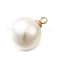 ABSプラスチックパール調ペンダント  丸いチャーム  金合金ループ付き  フローラルホワイト  18x13.5mm  穴：1.8mm&nbsp;FIND-H052-01H-01KCG