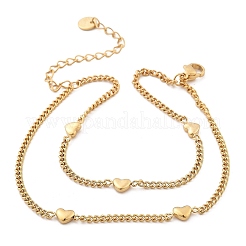 Браслеты из двухслойной панцирной цепи из нержавеющей стали 304 для женщин BJEW-C089-13G