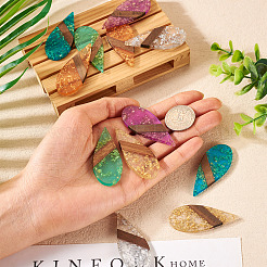 12шт 6 цвета прозрачной смолы и орехового дерева большие подвески&nbsp;WOOD-TA0002-48