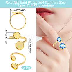 16 шт. фурнитура для открытого манжетного кольца из нержавеющей стали 304 STAS-BBC0008-17