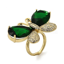 Кольца для женщин с микропаве из кубического циркония и стекла RJEW-L130-001G