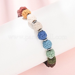 Bracelets ronds en perles de roche de lave naturelle teintées selon les chakras&nbsp;GG-CBA922D-03