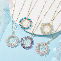 Ожерелья с подвесками из натуральных и синтетических драгоценных камней NJEW-JN04643