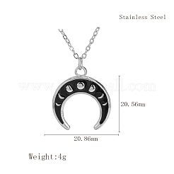 Стильные ожерелья с двумя кулонами из нержавеющей стали 304 с черной эмалью для ежедневного ношения у женщин. VF2621-1