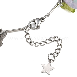 Браслеты на ногу из латунной цепочки с подвесками в виде бабочек и стеклянных цветов из нержавеющей стали 201 AJEW-AN00736-02