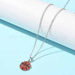 Collar con cadena tipo cable con colgante de bola deportiva con rhinestone de jacinto de aleación de zinc&nbsp;LS-NJEW-U024-01P-03