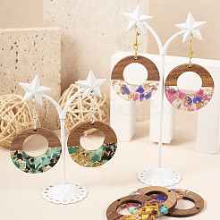 16шт 8 цвета прозрачные подвески из смолы и орехового дерева RESI-TA0001-96