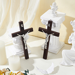 Ostern Holz Kruzifix Kreuz Legierung Figuren Ornamente&nbsp;DJEW-WH0016-62
