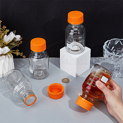 Многоразовая стеклянная бутылка для сред с темно-оранжевыми пластиковыми завинчивающимися крышками&nbsp;CON-WH0112-031B